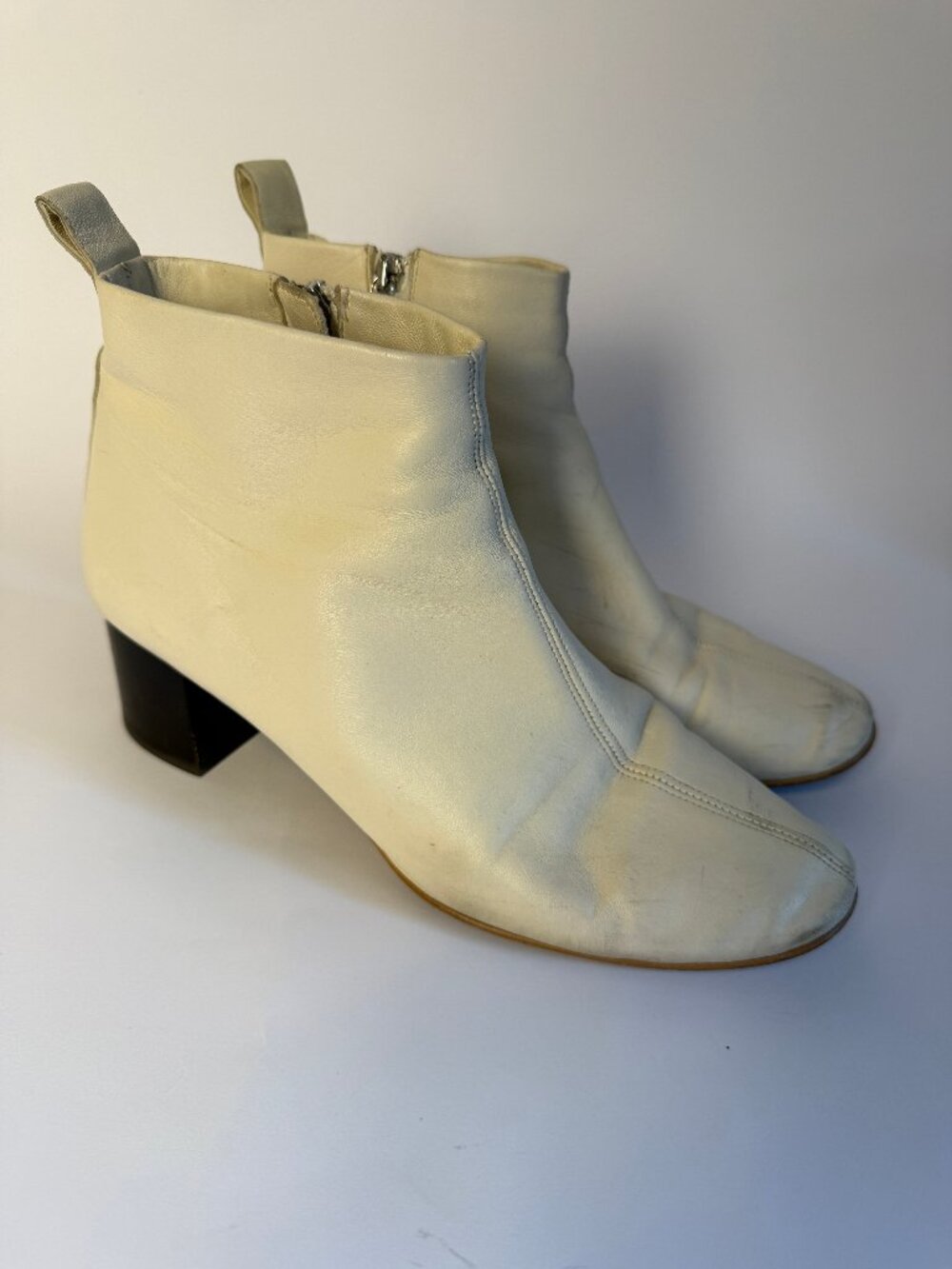 Everlane Italian Bone White Leather Day Ankle Boots 9.5